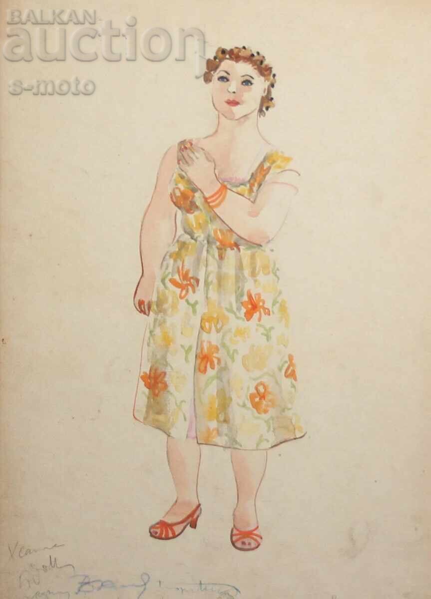 Jose Sancha (1908 - 1994) pictură acuarelă 1956