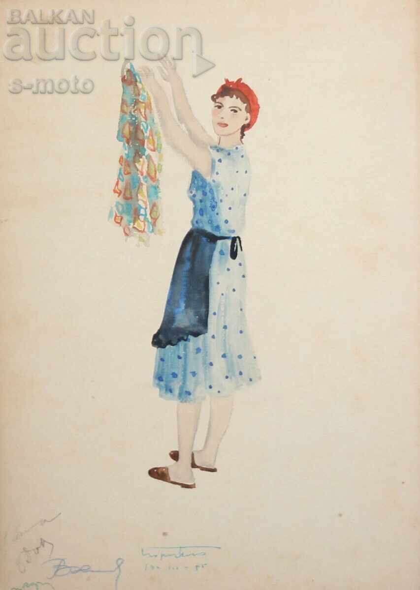 Jose Sancha (1908 - 1994) pictură acuarelă 1956 Jose Sancha (1908 - 1994) pictură acuarelă 1956