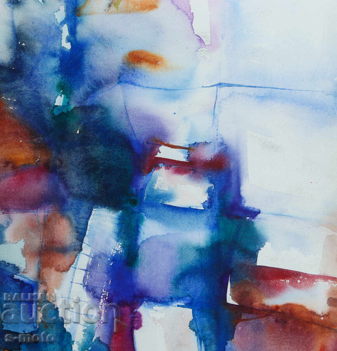 Vladimir Zaprianov, pictură acuarelă, compoziție abstractă - 5