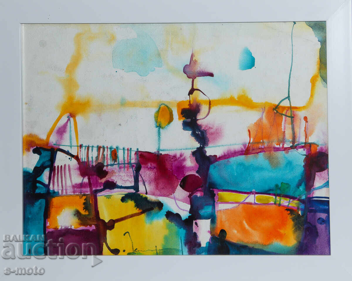 Auction  Vladimir Zapryanov, watercolor painting, abstract landscape