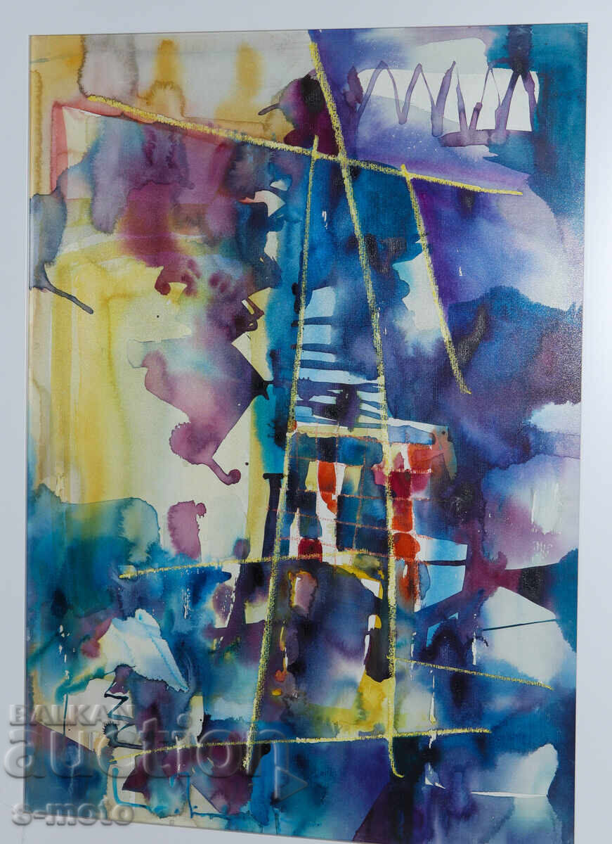 Vladimir Zaprianov, tablou acuarelă, peisaj abstract Vladimir Zaprianov, tablou acuarelă, peisaj abstract