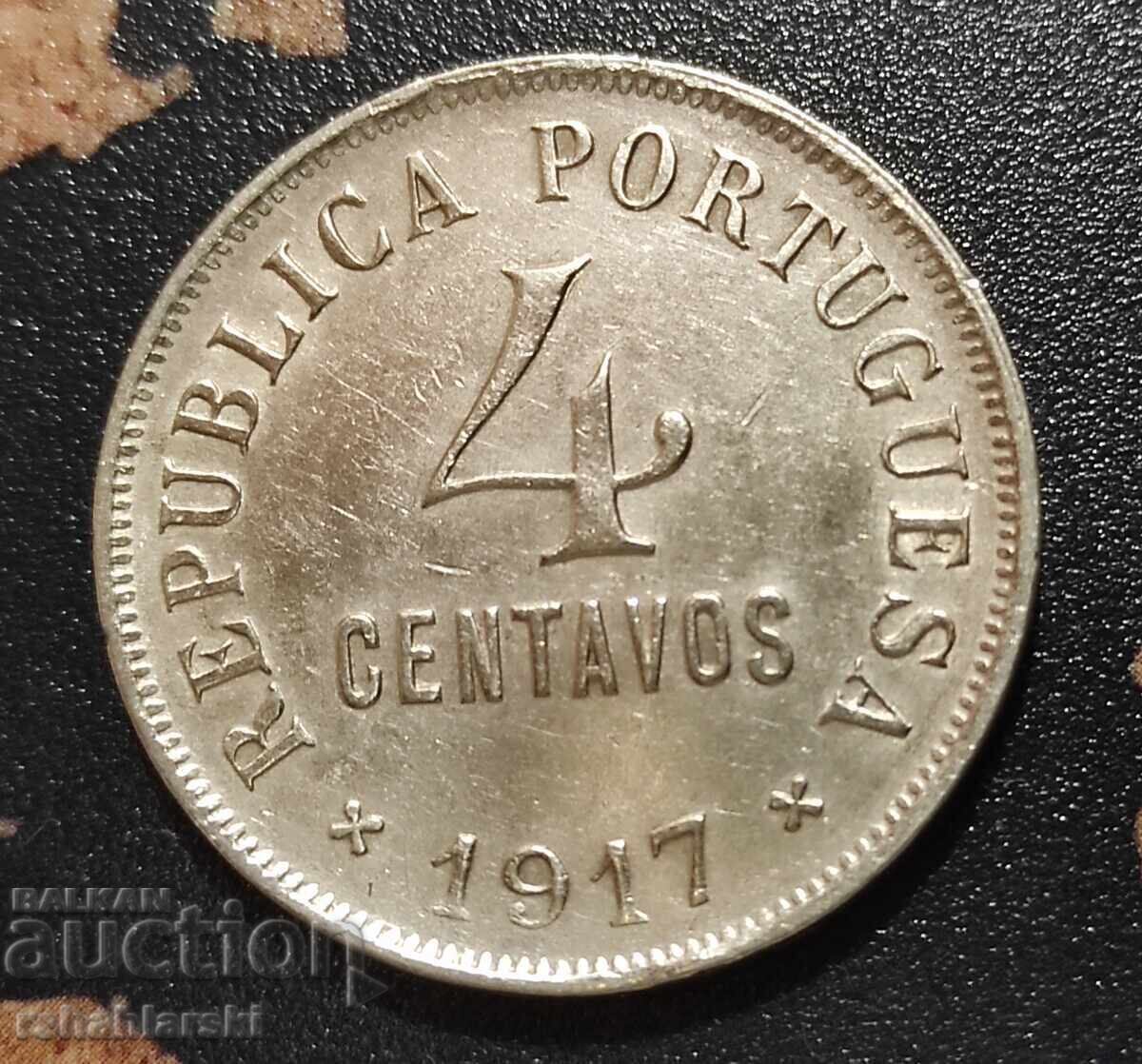 Монета Португалия 4 сентавос [1917]