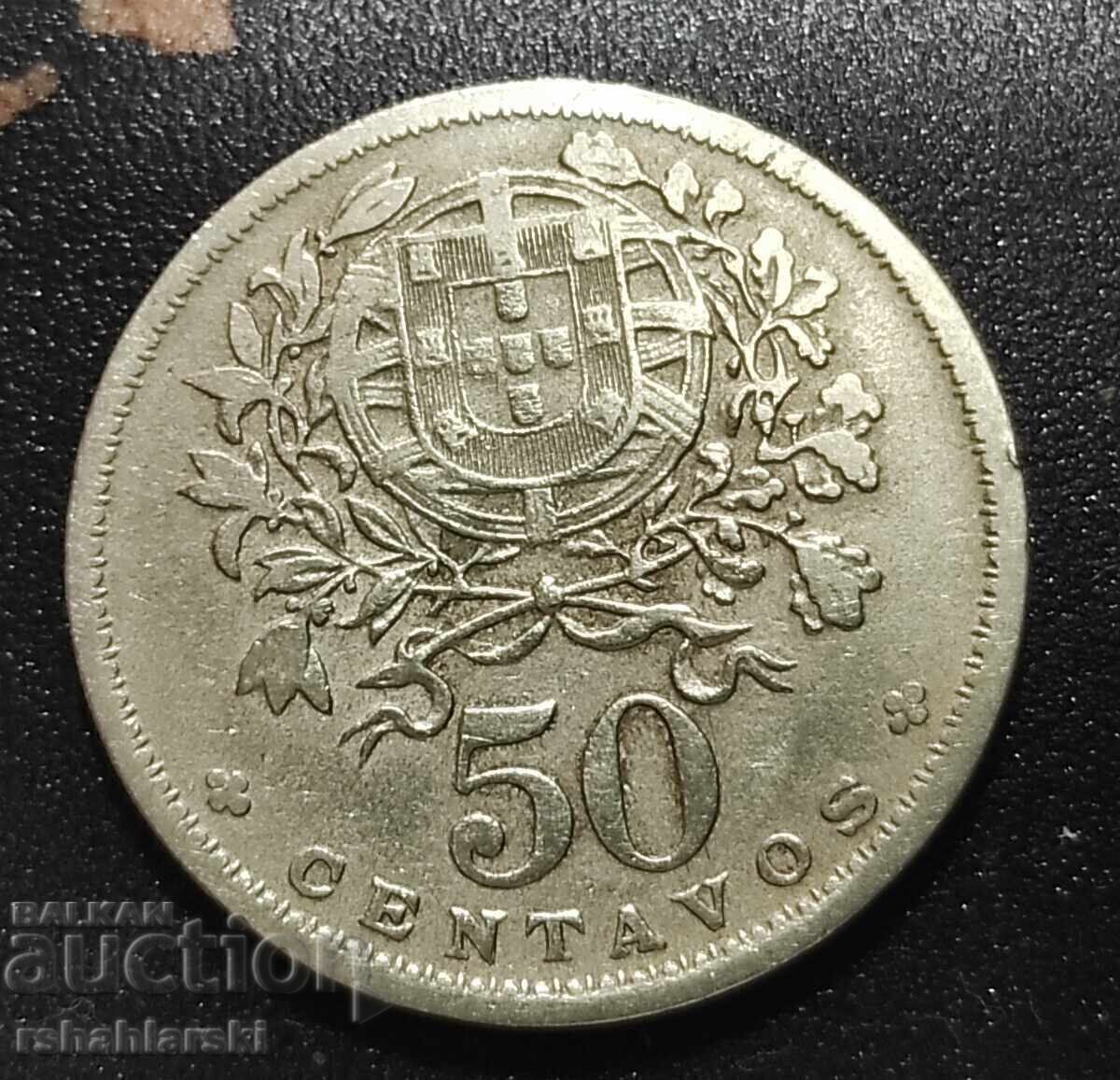 Монета Португалия 50 сентавос, 1953