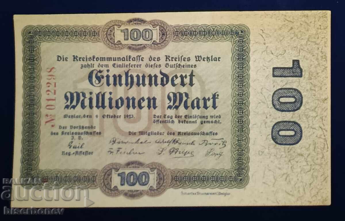 Γερμανία, Γερμανία/Βέτσλαρ, 100 δισεκατομμύρια μάρκα 1923, UNC