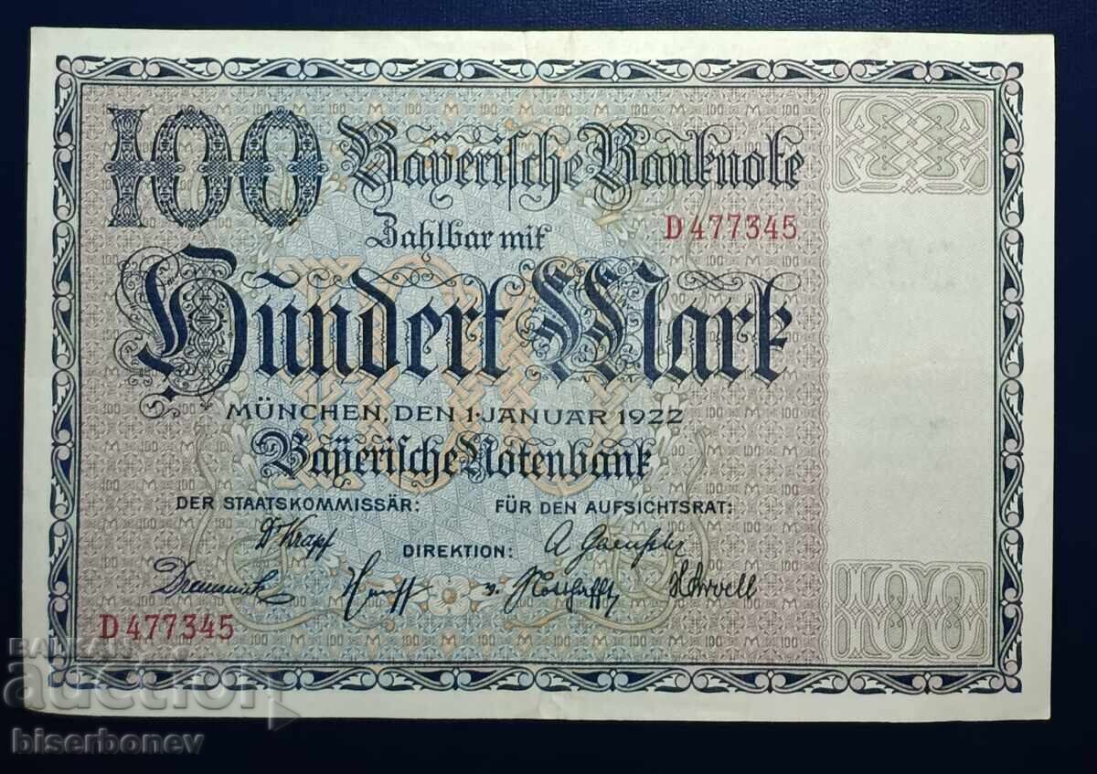 Germany, Германия, 100 марки Байерн, 1922 г, VF/XF