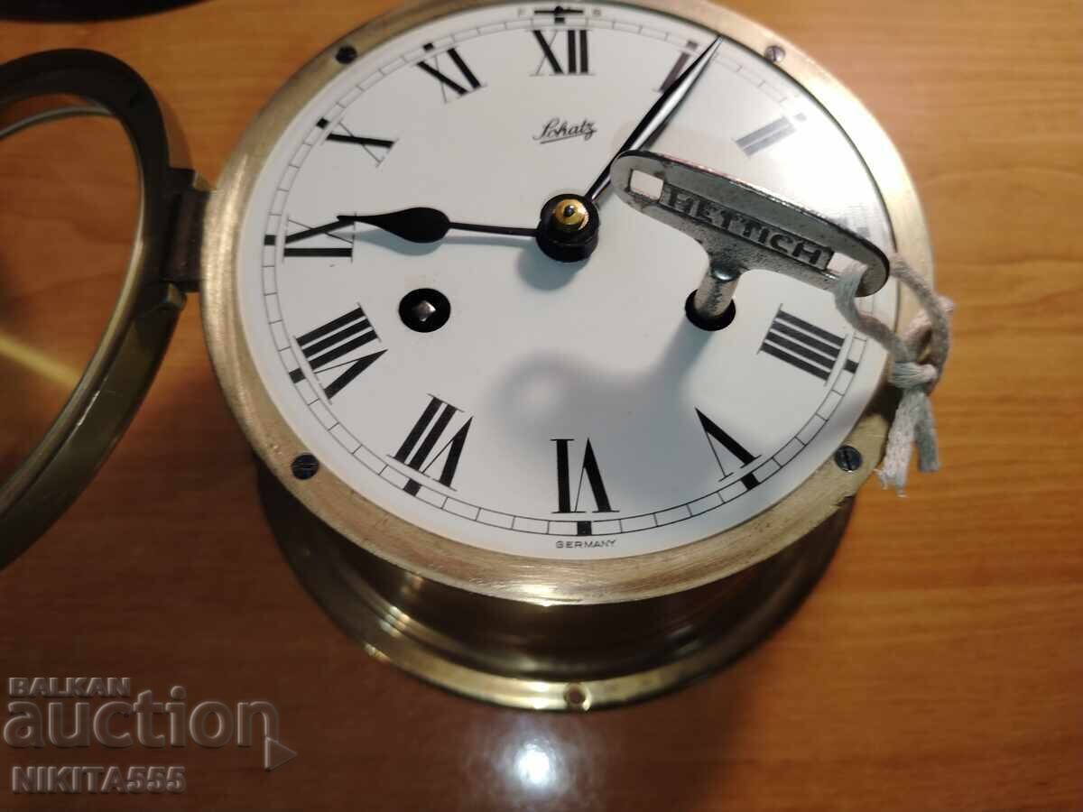 Licitație Ceas de navă și barometru din alamă cu termometru Schatz