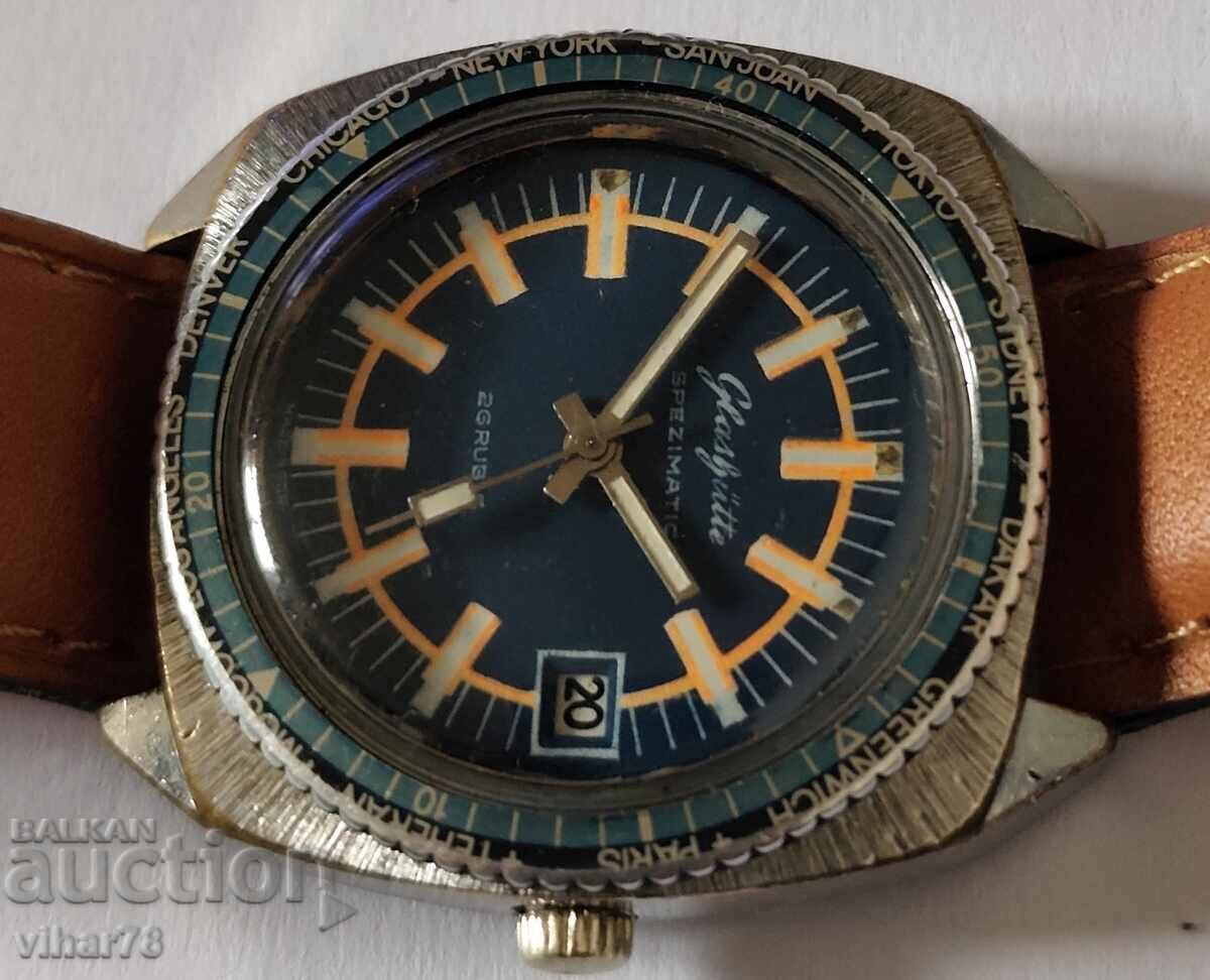 Auction  RARE MEN'S WATCH GUB-GLASHUTTE-WITH WORLD TIME