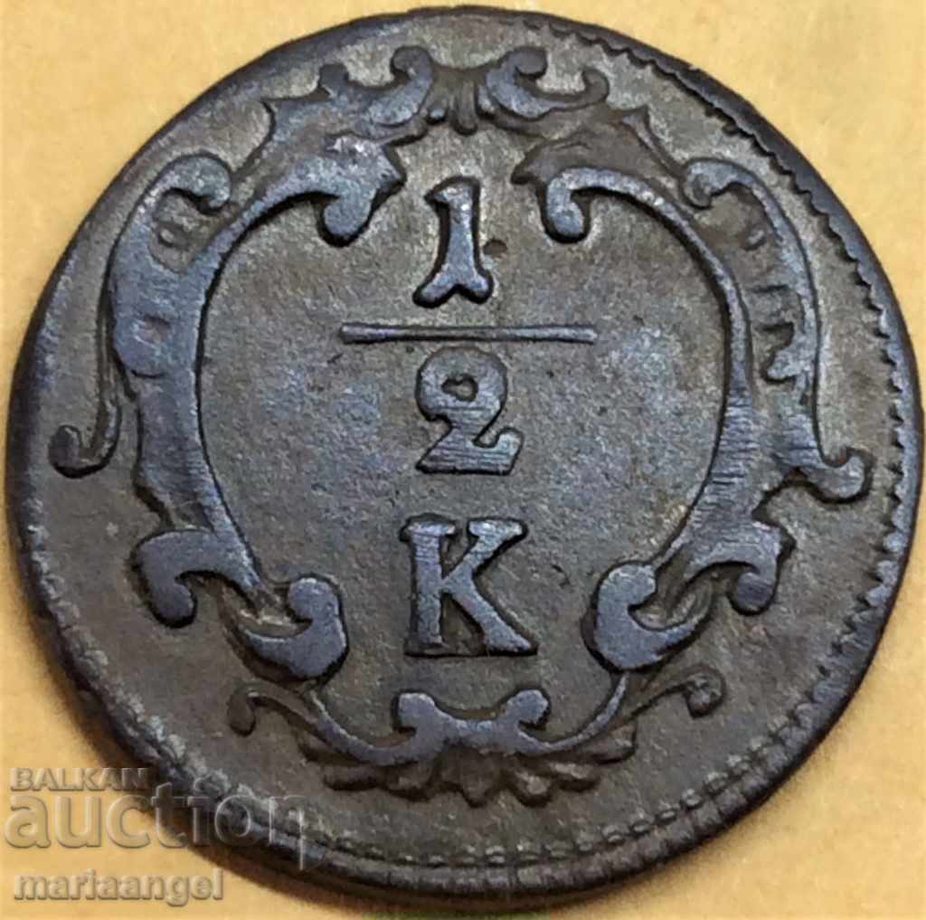 1/2 Kreuzer 1760 Austria Maria Theresa - RARE!