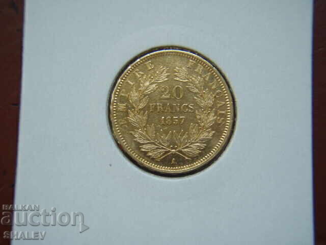 Licitație 20 Franci 1857 A Franța (20 franka Frantsiya) - AU+ (zlato)