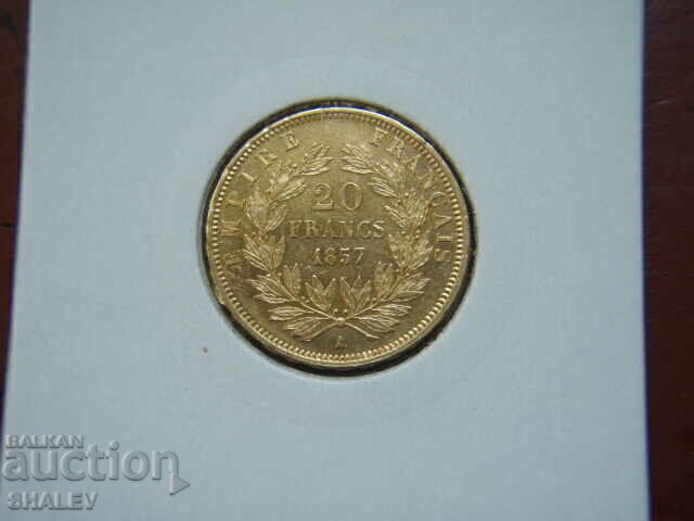 20 Franci 1857 A Franța (20 franka Frantsiya) - AU+ (zlato)