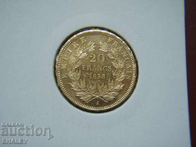 Delivery of 20 Francs 1858 A France - AU+ (gold)