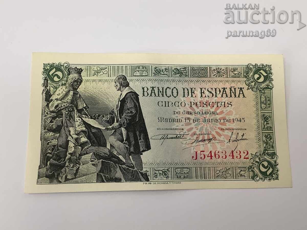Spain 5 Pesetas 1945 UNC
