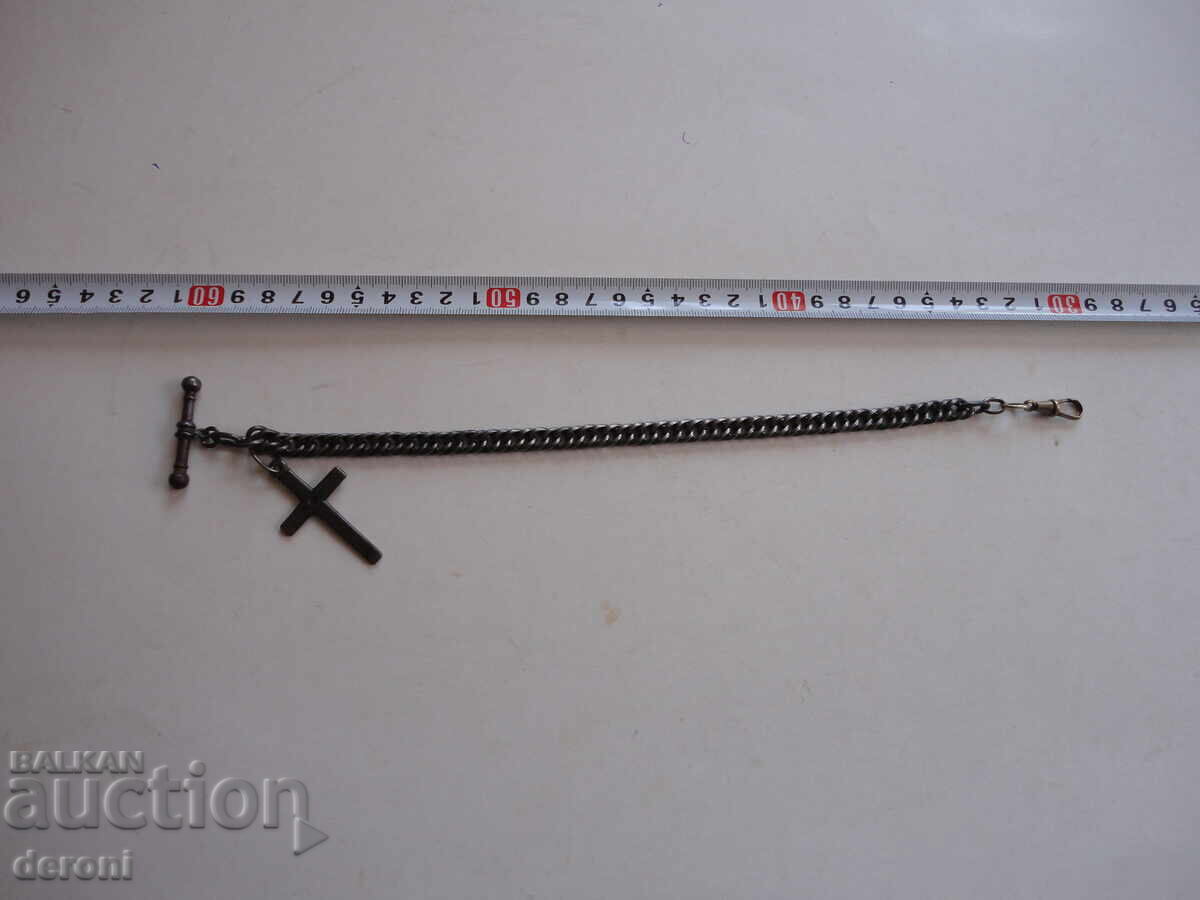 Παλιά αλυσίδα λαιμού για ρολόι τσέπης με σταυρό 9