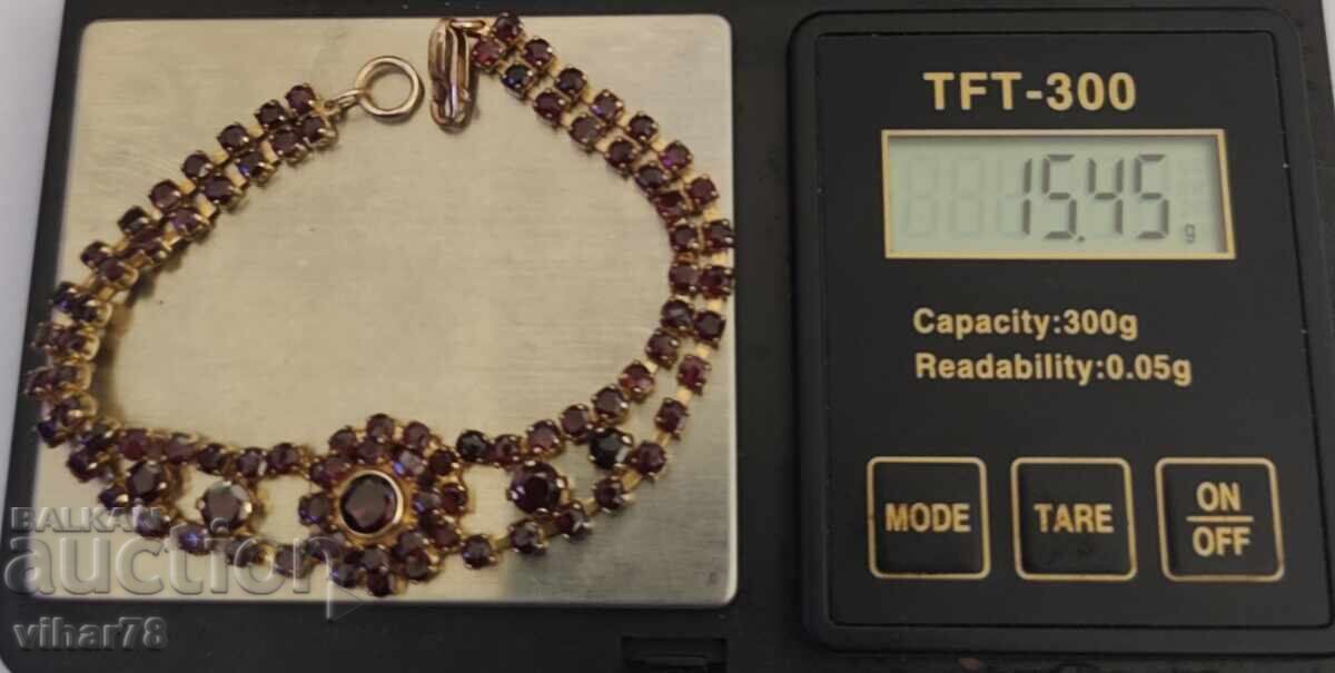Gold bracelet 8 karat with Bohemian garnets - 5