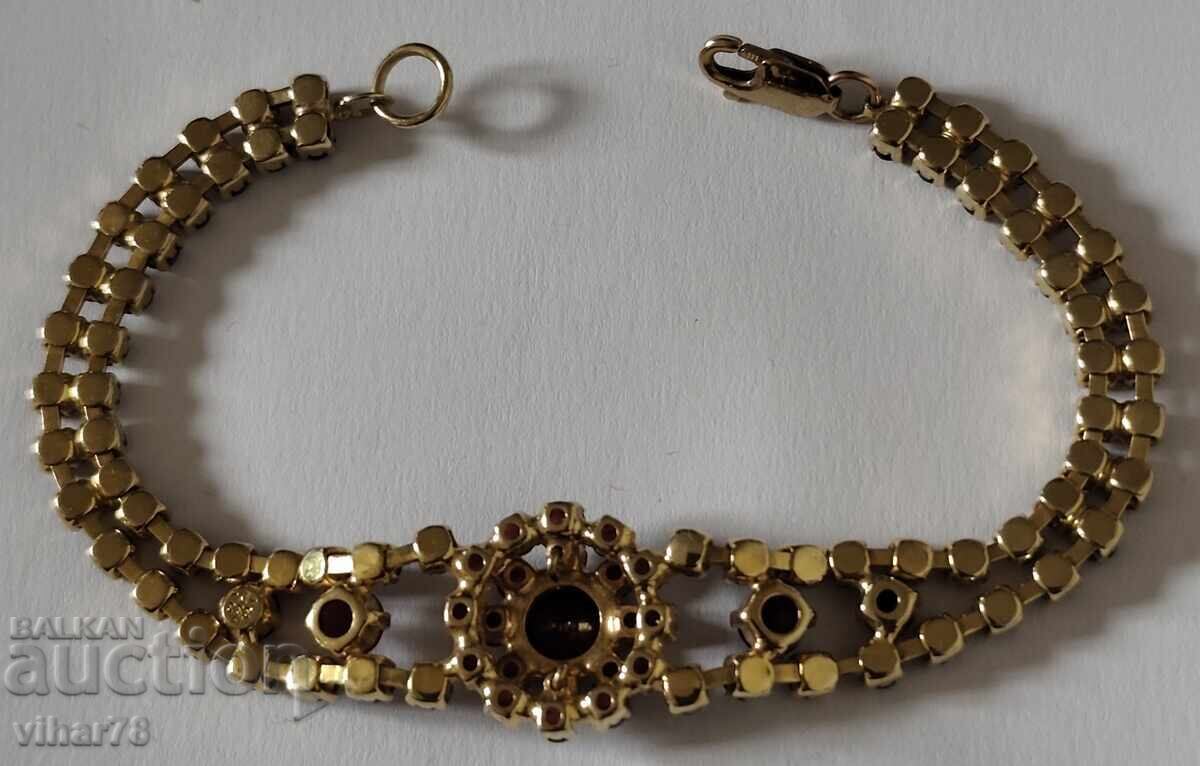 Χρυσό βραχιόλι 8 καρατίων με μποέμικο γρανάτη - 7