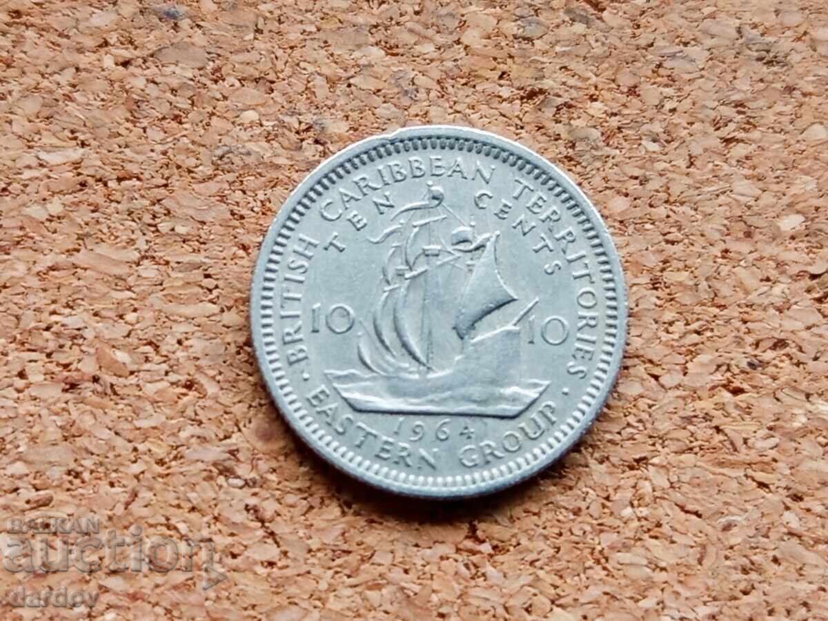 Източни Кариби 10 цента, 1964 г.