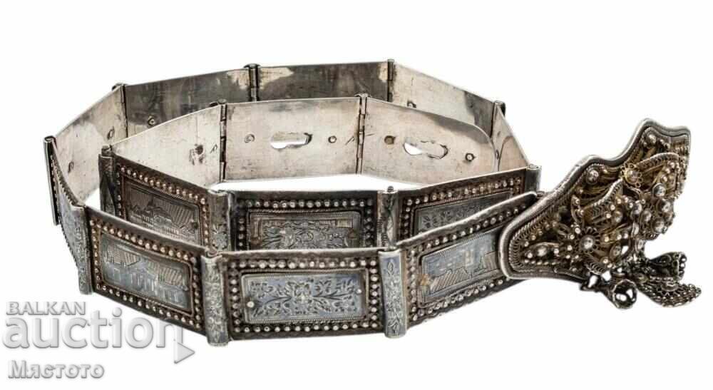 Сребърен колан ,пафта с ниело османска империя. с цена € 1250.00 | 2444.79 лв.