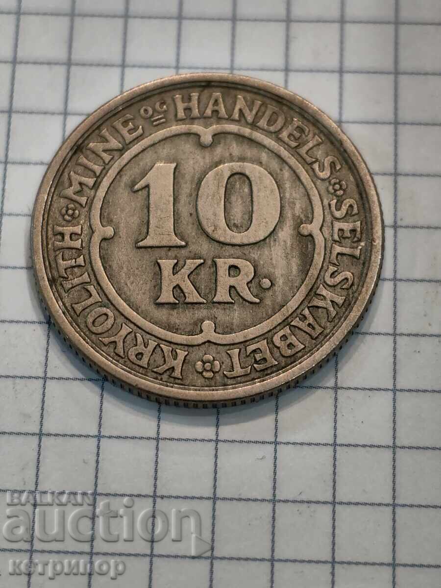 10 κρόνες Γροιλανδίας 1922 νικέλιο σπάνιο