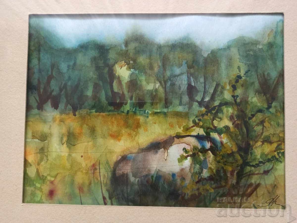 A. Kasabova, beautiful watercolor landscape, signed with price € 28.12 | 55.00 BGN