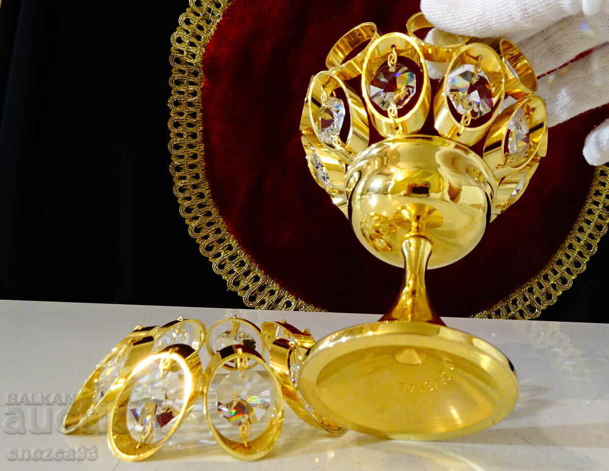 Sfeșnic din bronz aurit Weinfurtner Gold Crystal - 5