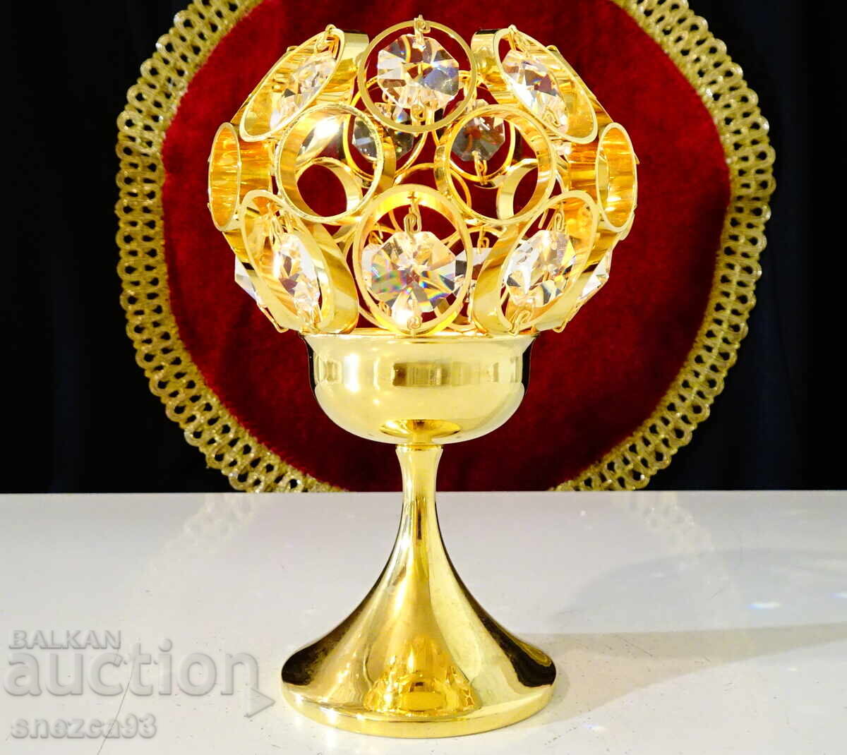 Sfeșnic din bronz aurit Weinfurtner Gold Crystal