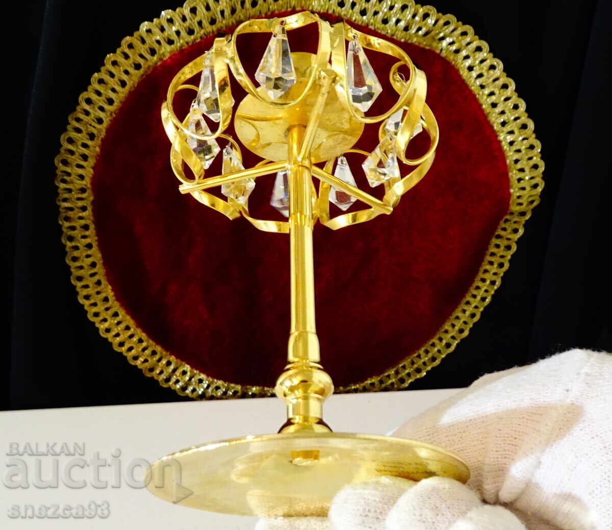 Gilded Candlestick with Crystals Lycenta, Sweden - 6