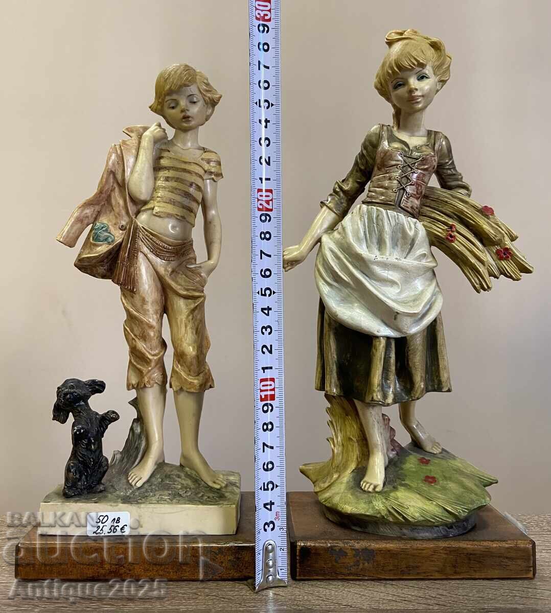 Pair of vintage Italian figurines "Country Children", Italy with price € 51.13 | 100.00 BGN Pair of vintage Italian figurines "Country Children", Italy with price € 51.13 | 100.00 BGN