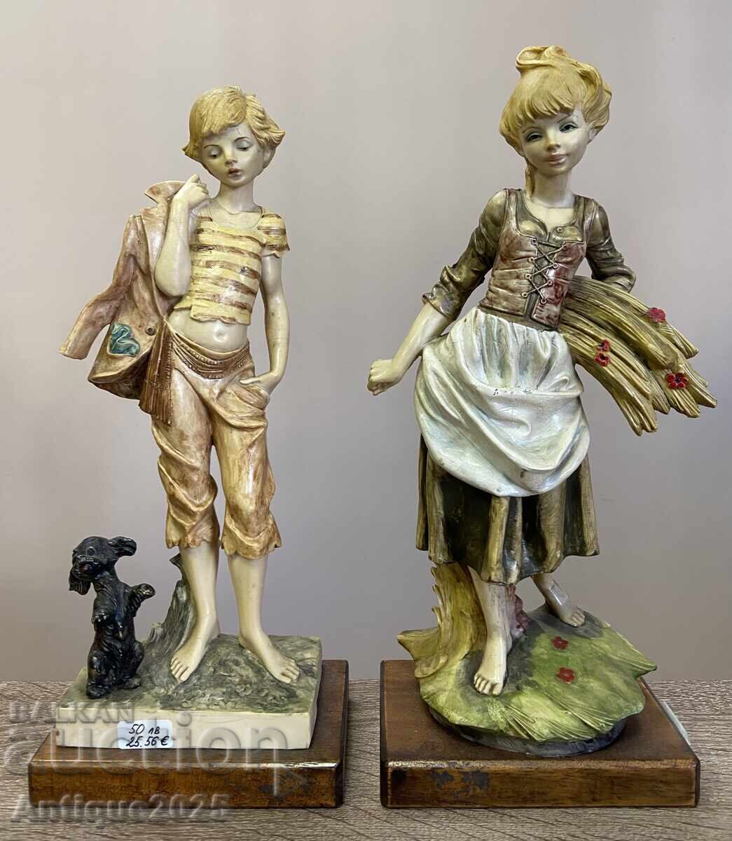 Pair of vintage Italian figurines "Country Children", Italy Pair of vintage Italian figurines "Country Children", Italy