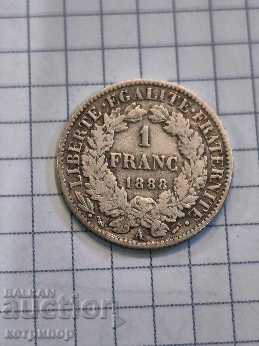 1 Franc France 1888 Silver