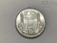 България 100 лева 1937 година Сребро 0.500
