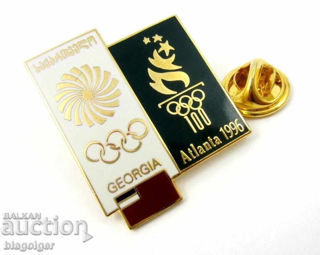 Rară Insigna Olimpică CON GEORGIA Olimpiada de la Atlanta 1996