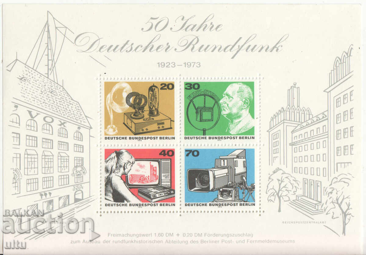 Γερμανία, μπλοκ#4, 50 χρόνια ραδιόφωνο, 1973, MNH
