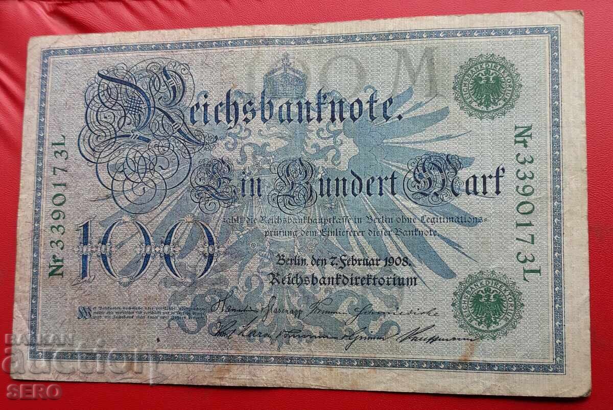 Bancnotă-Germania-100 mărci 1908-număr verde cu preț € 1.02 | 1.99 BGN Bancnotă-Germania-100 mărci 1908-număr verde cu preț € 1.02 | 1.99 BGN