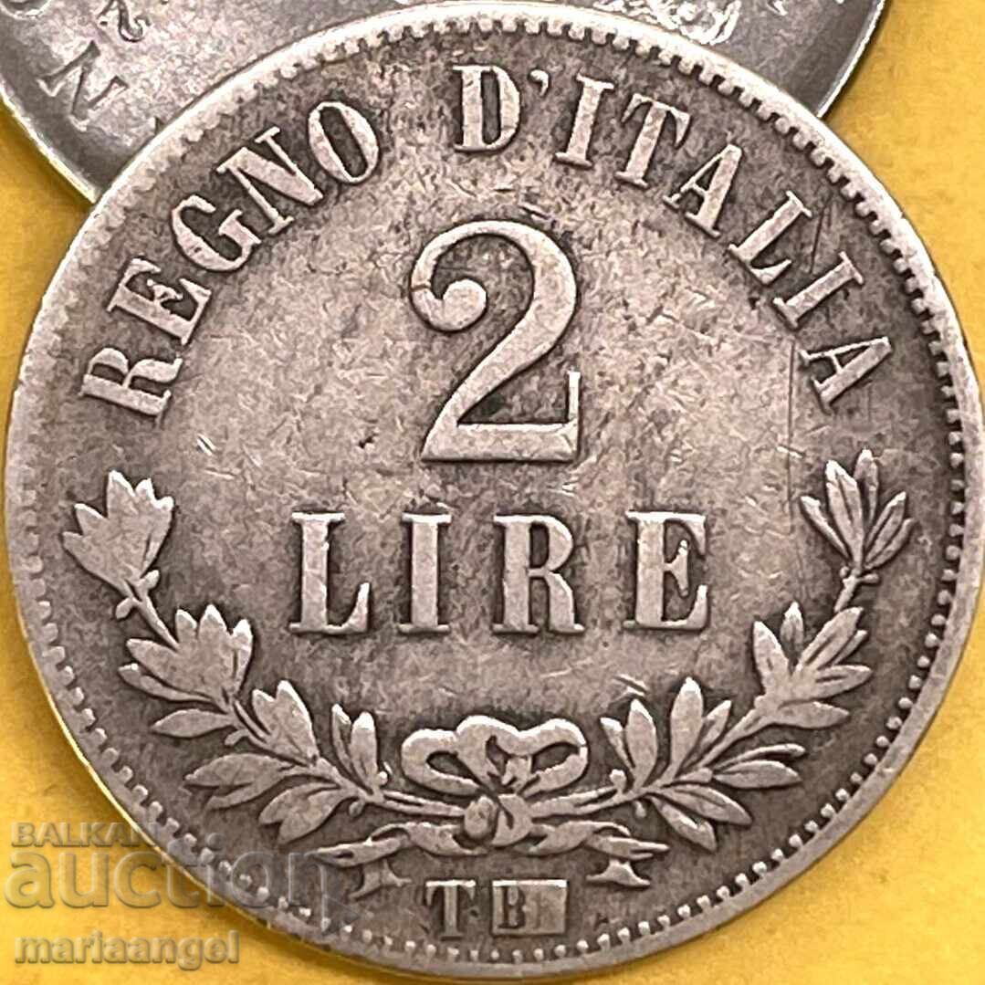Italy 2 Lire 1863 T - Turin "DIGIT" DIGIT BN-Birmingham RARE