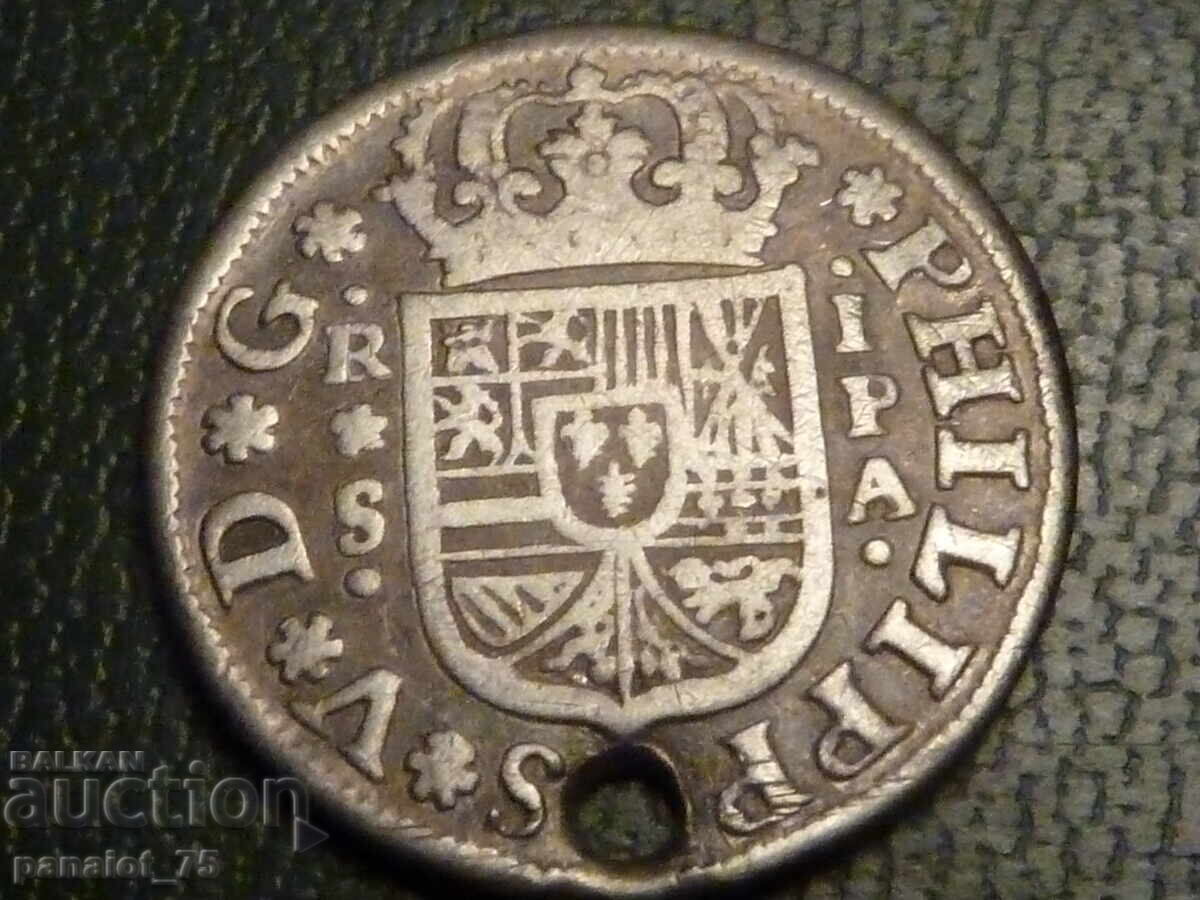 Delivery of SPANISH SILVER COIN 1733 - uncleaned Delivery of SPANISH SILVER COIN 1733 - uncleaned