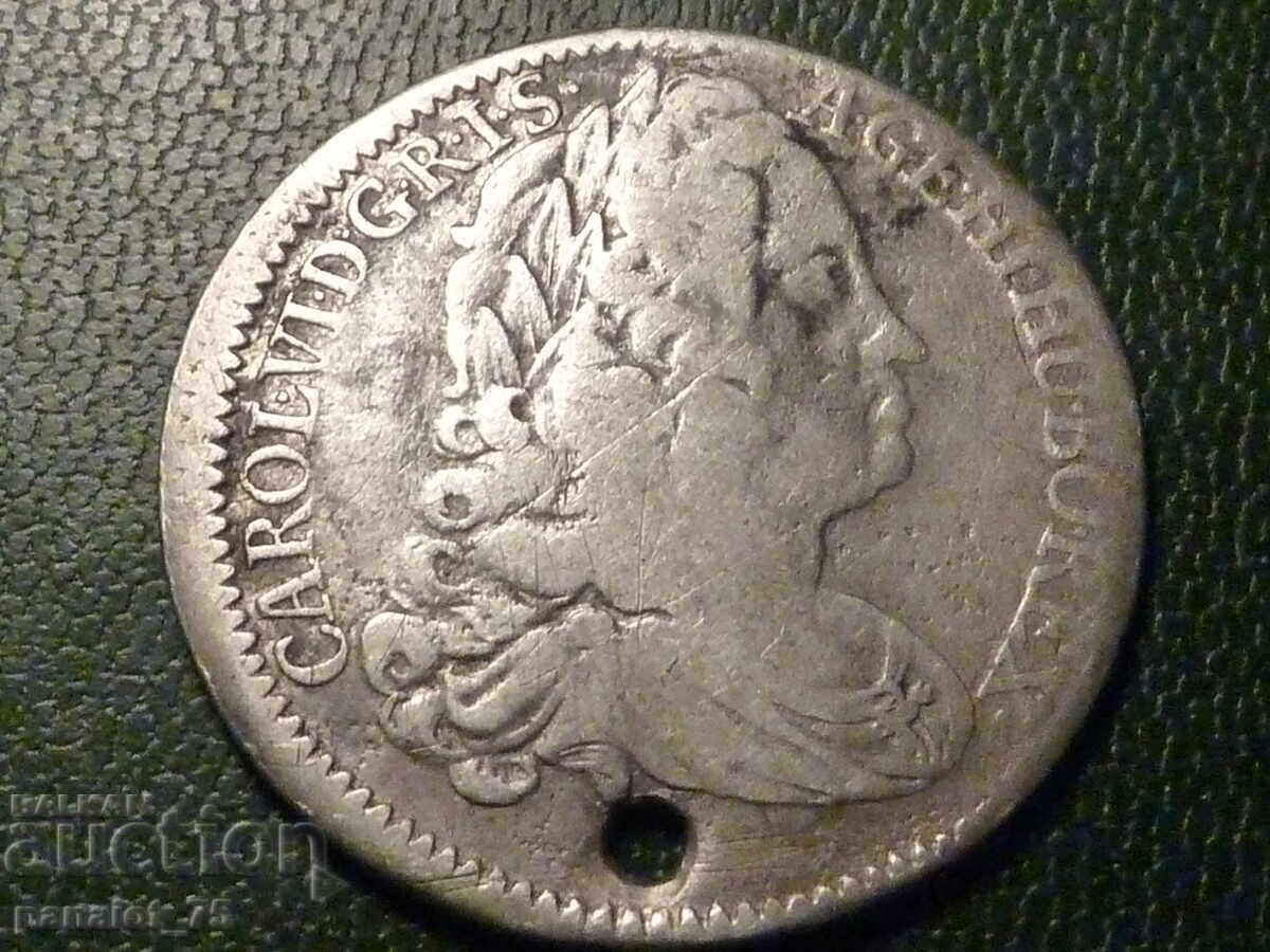 AUSTRIA MONEDĂ DE ARGINT KARL VI 20 KREUZER 6.32 GR