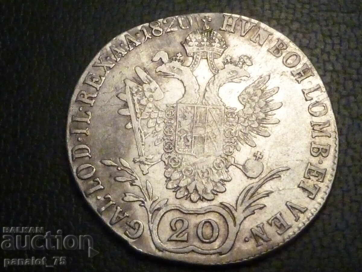 Monedă de argint 20 Kreuzer 1820 Franz I Austria - 5
