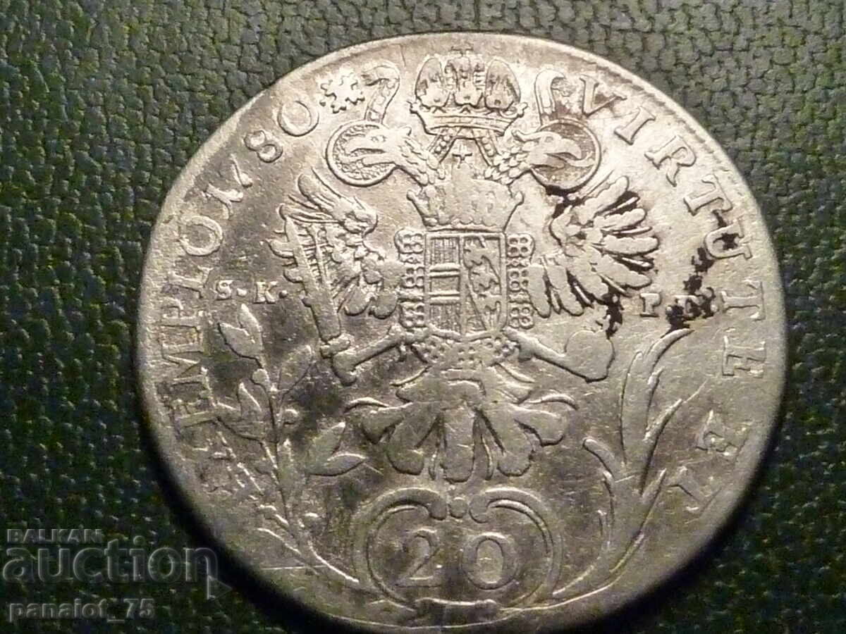 Livrarea MONEDĂ DE ARGINT 20 de cruceri 1780 - Iosif II, Austria