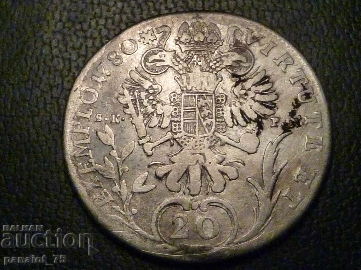 MONEDĂ DE ARGINT 20 de cruceri 1780 - Iosif II, Austria - 5