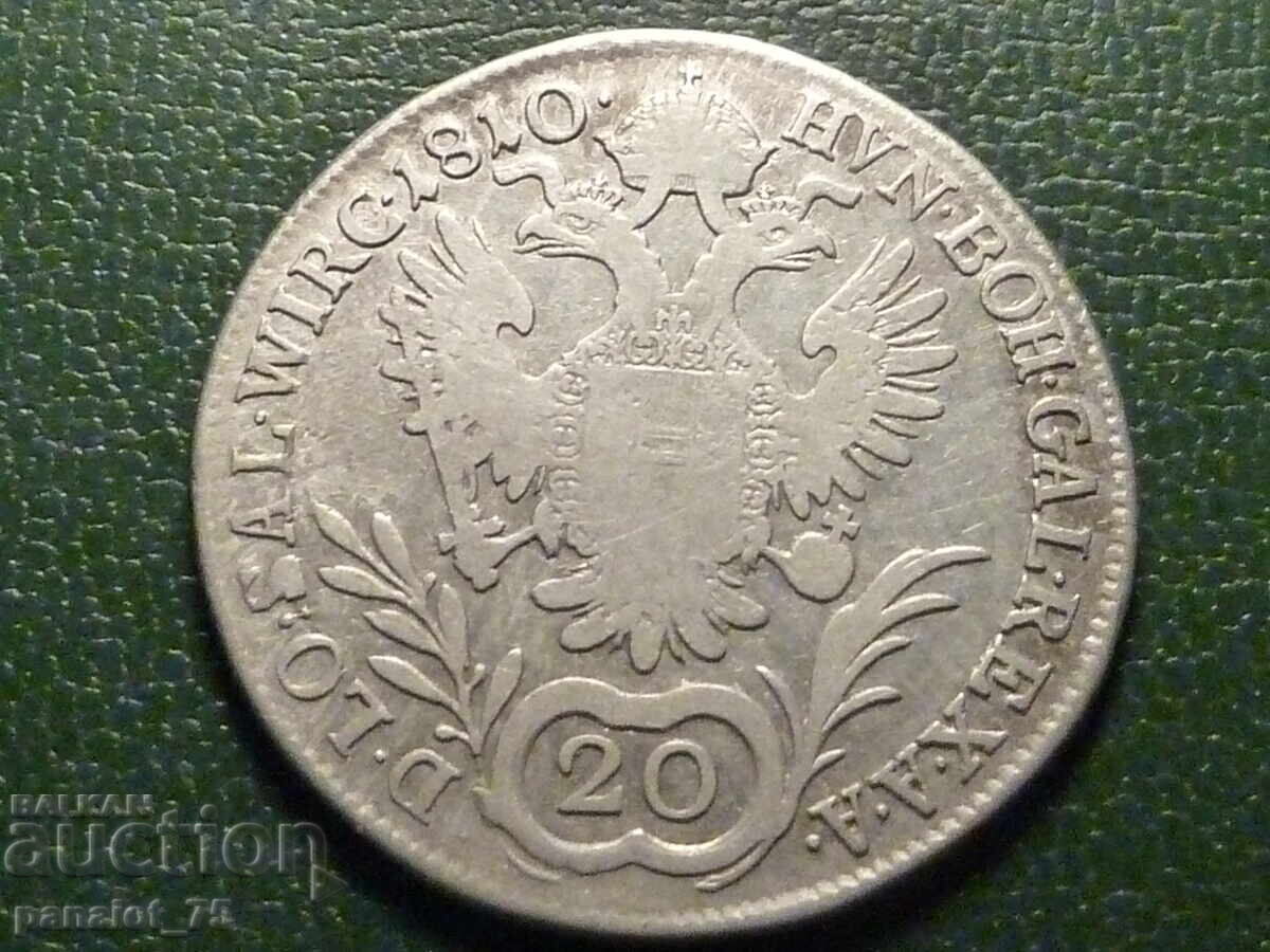 SILVER COIN 20 Kreuzer 1810 - FRANZ II, Austria - 5 SILVER COIN 20 Kreuzer 1810 - FRANZ II, Austria - 5