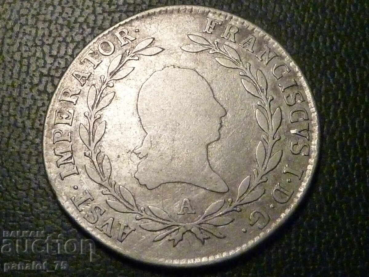 SILVER COIN 20 Kreuzer 1810 - FRANZ II, Austria SILVER COIN 20 Kreuzer 1810 - FRANZ II, Austria
