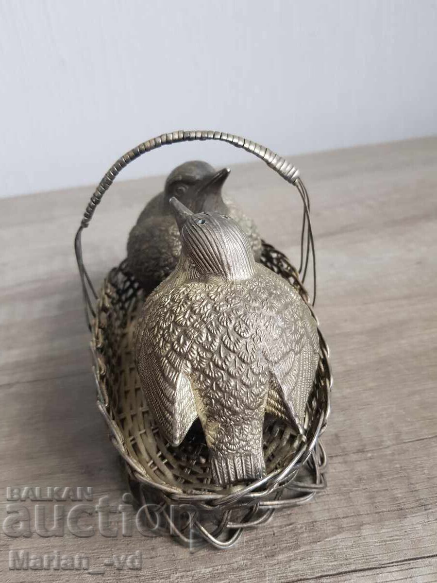 Set of silver-plated salt shakers, chicks in a basket with price € 25.56 | 49.99 BGN Set of silver-plated salt shakers, chicks in a basket with price € 25.56 | 49.99 BGN