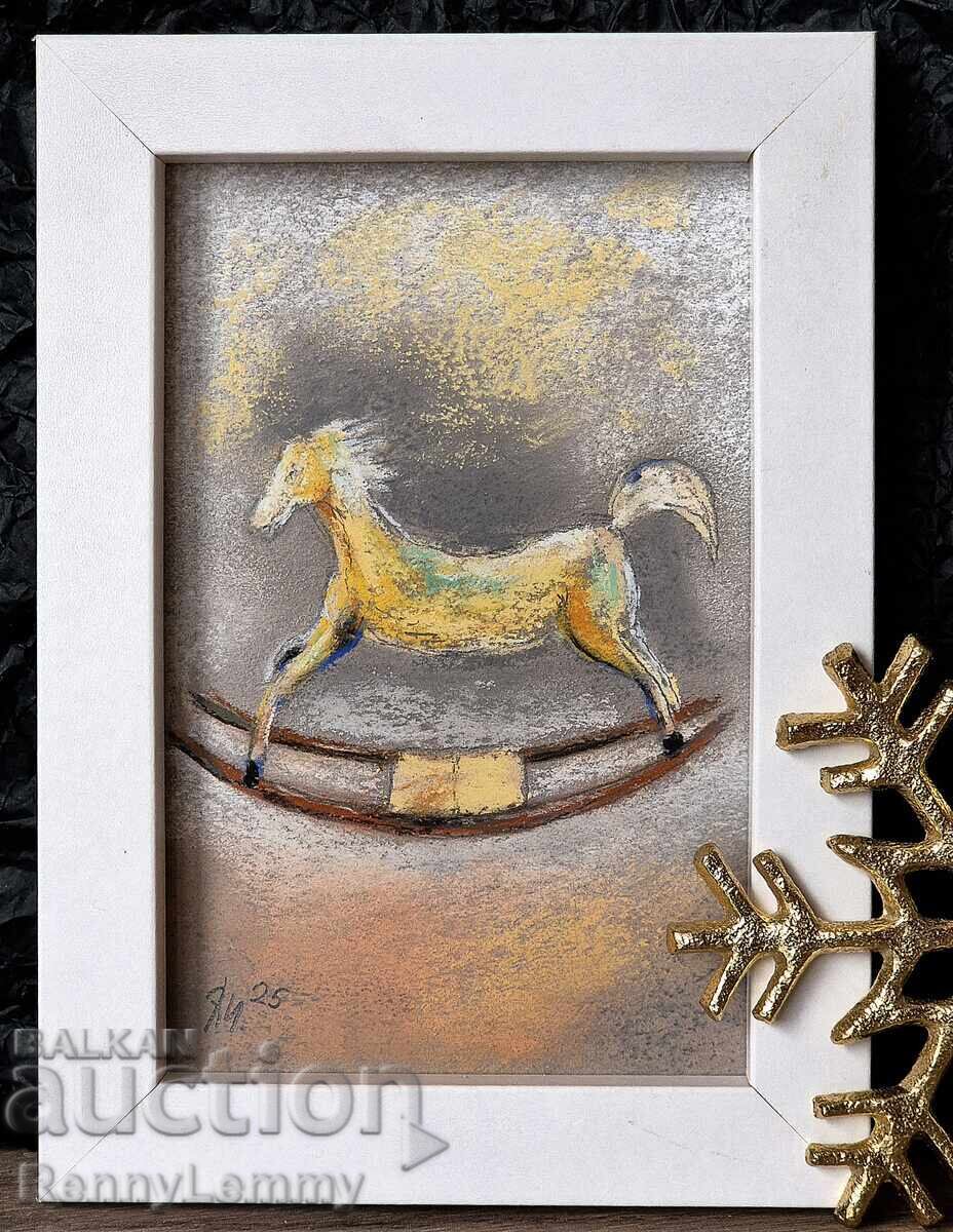 Rocking horse, small pastel painting Rocking horse, small pastel painting