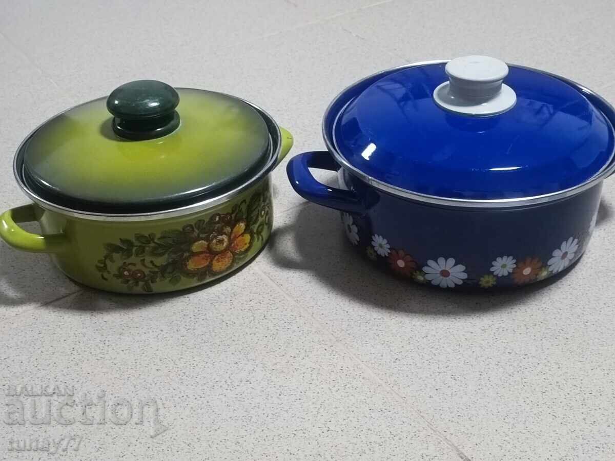 Delivery of West German Cooking Pots, Enamel, Solid