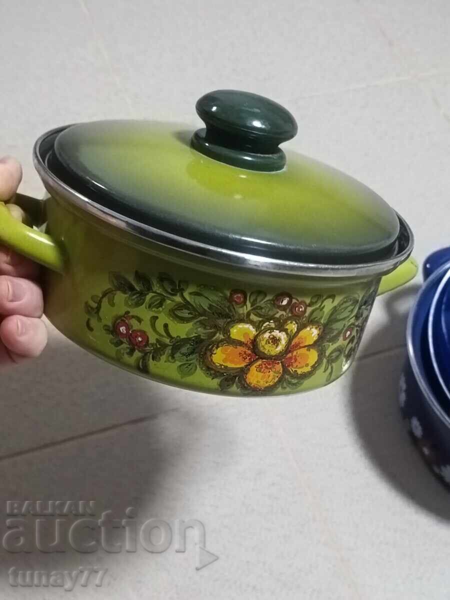 West German Cooking Pots, Enamel, Solid - 7