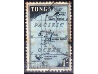 GB/TONGA-1953-Regulată-Hartă a Pacificului-1 șiling, timbru