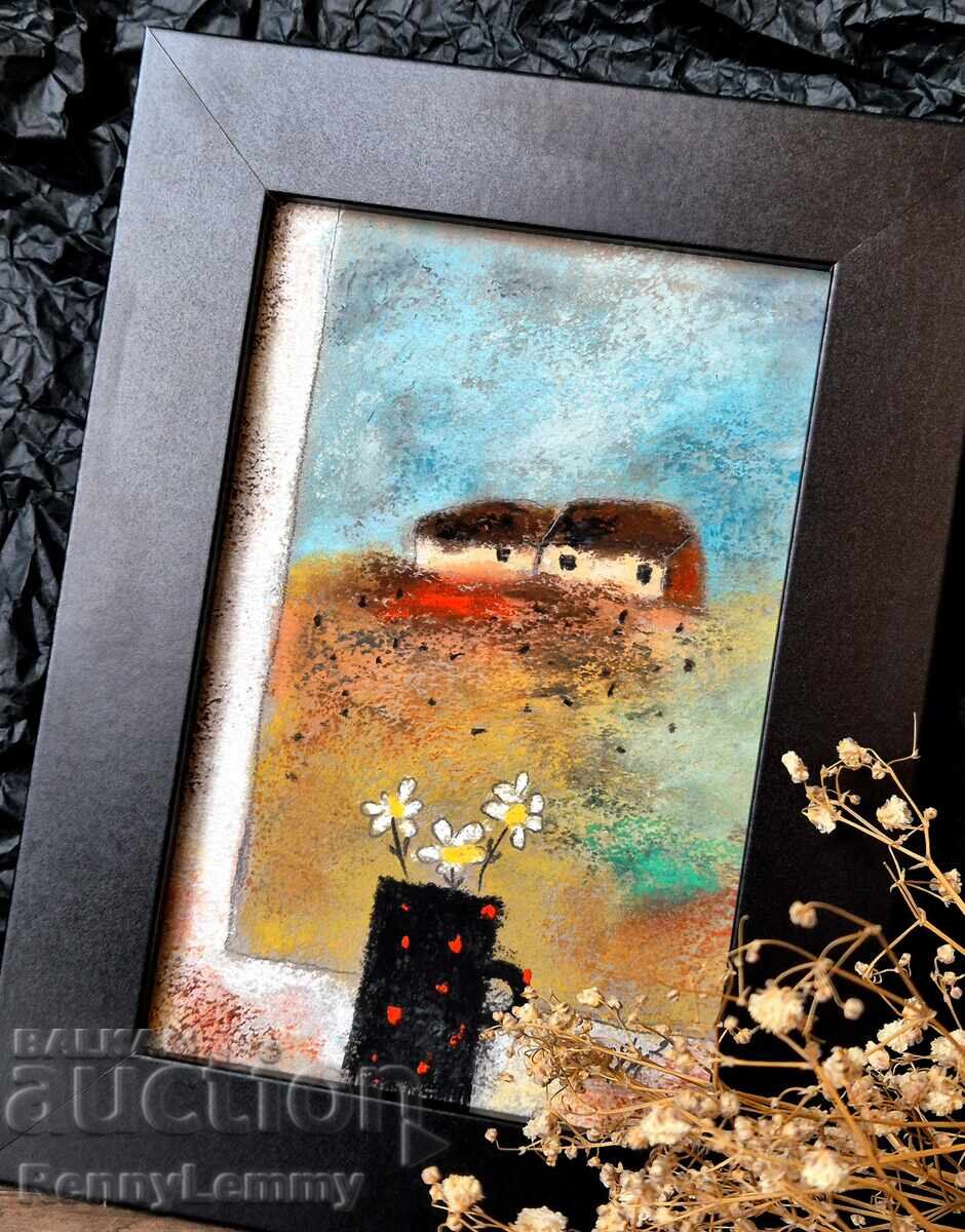 Fereastră, miniatură pastel