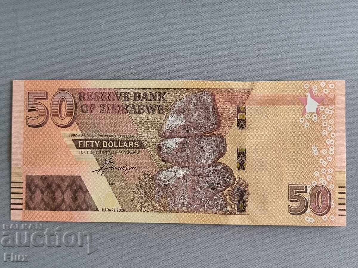 Bancnotă - Zimbabwe - 50 de dolari UNC | 2020 cu preț € 3.50 | 6.85 BGN Bancnotă - Zimbabwe - 50 de dolari UNC | 2020 cu preț € 3.50 | 6.85 BGN