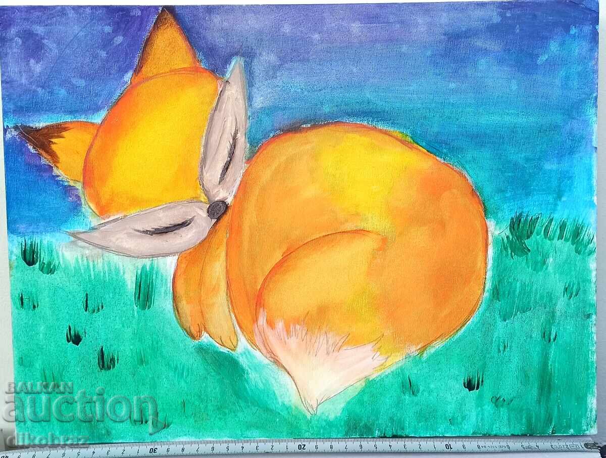 Παράδοση Πίνακας - Η κοιμώμενη αλεπού / αλεπουδίτσα - για 15 €υρώ 40x30 εκ