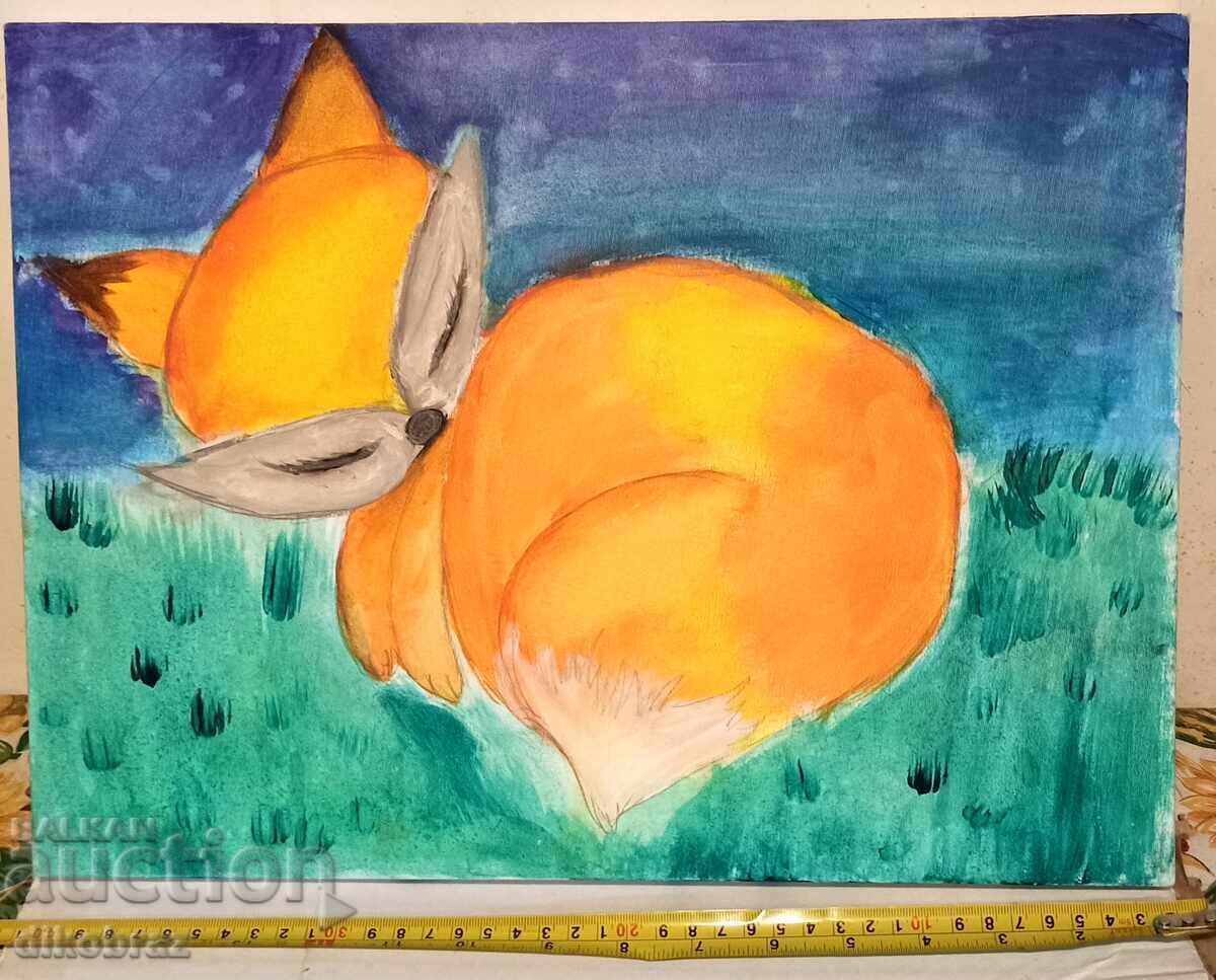 Πίνακας - Η κοιμώμενη αλεπού / αλεπουδίτσα - για 15 €υρώ 40x30 εκ